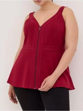 Torrid Peplum Crepe Zip-Front Top